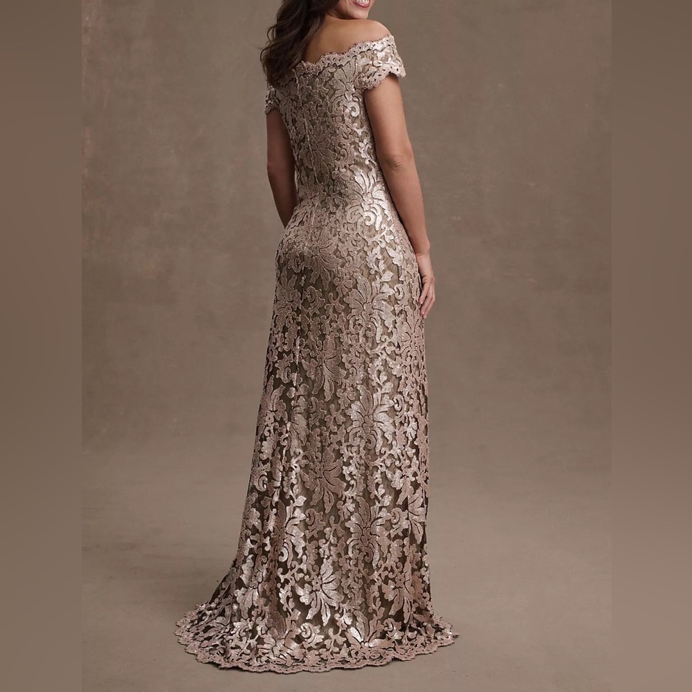 Tadashi Shoji Odette Off-Shoulder Sequin Mesh Column Gown, Mother of the Bride